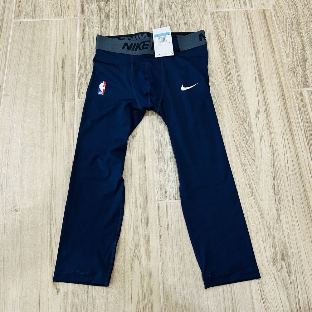 Nike Pro NBA Player Issued 3/4 Compression Tights Men's Medium Navy New NWT